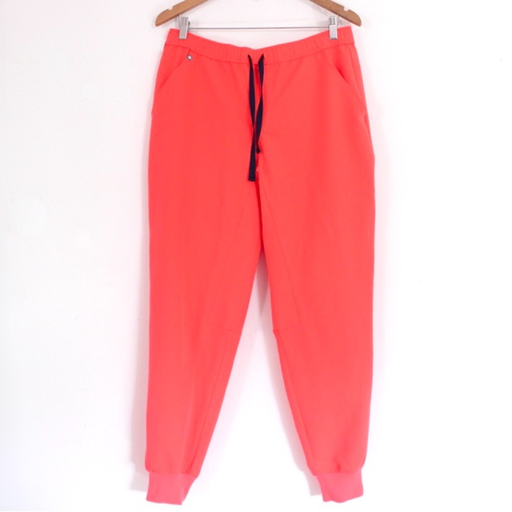 Figs Coral Jogger Sweatpants with Navy Drawstring